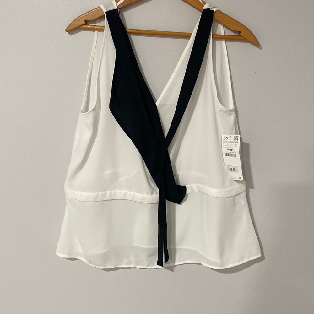 Zara White Silk Top Size L